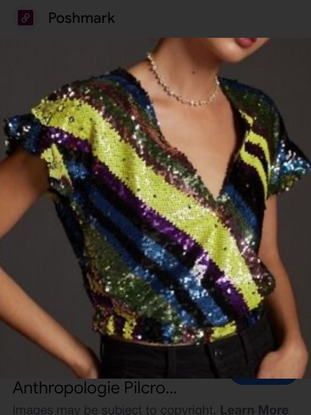 Anthropologie Rdalamal Multicolor Sequin Wrap Top